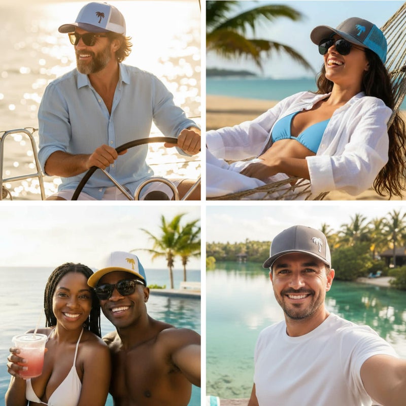 LINDO Trucker Hat [ Palm Tree - Black/Graphite ] - Image 5